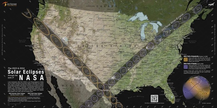 Map of solar eclipse in US 2024